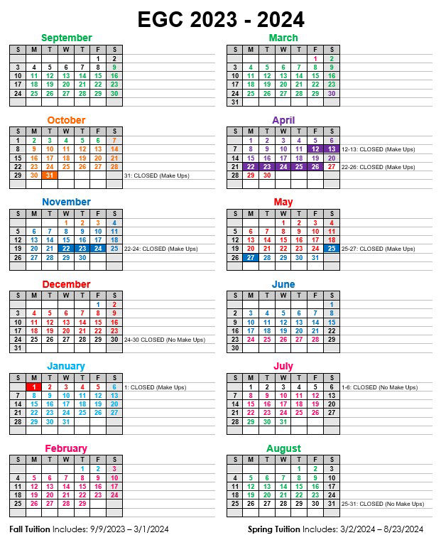 2021-2022 EGC Calendar